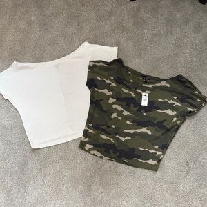 Express White and Camouflage Women Tops